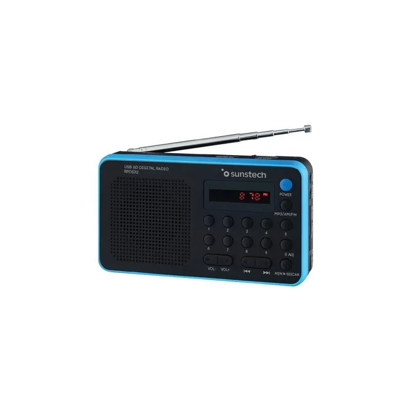 Radio Portátil Sunstech RPDS32BL- con Batería- Negra y Azul