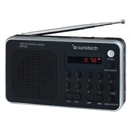 Radio Portátil Sunstech RPD32SL- con Batería- Negra y Plateada