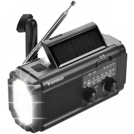 Radio Portátil Sunstech RPE25- con Batería- Linterna- Negra