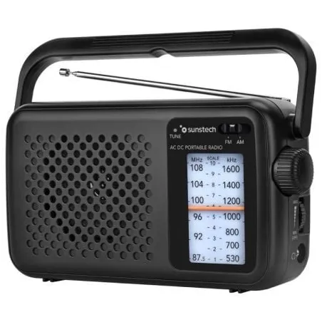 Radio Portátil Sunstech RPS760- con Cable- a Pilas- Negra
