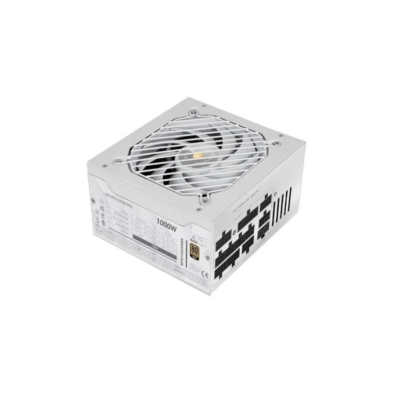 Fuente de Alimentación Mars Gaming MPB1000SIM- 1000W- Ventilador 14cm- 80 Plus Gold- Blanca