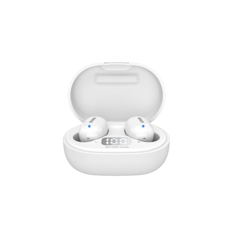 Auriculares Bluetooth Aiwa EBTW-150WTMKII con estuche de carga- Autonomía 3h- Blancos