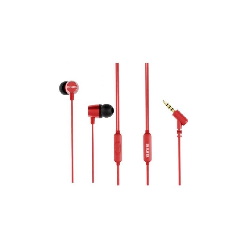 Auriculares Intrauditivos Aiwa ESTM-30RD- con Micrófono- Jack 3-5- Rojo