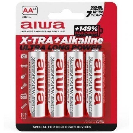 Pack de 4 Pilas AA Aiwa X-TRA+Alcaline LR6- 1-5V- Alcalinas