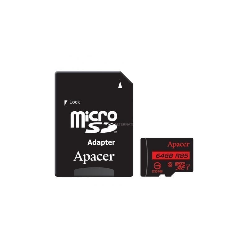 Tarjeta de Memoria Apacer 64GB XC UHS 1 con Adaptador- Clase 10- 85MBs