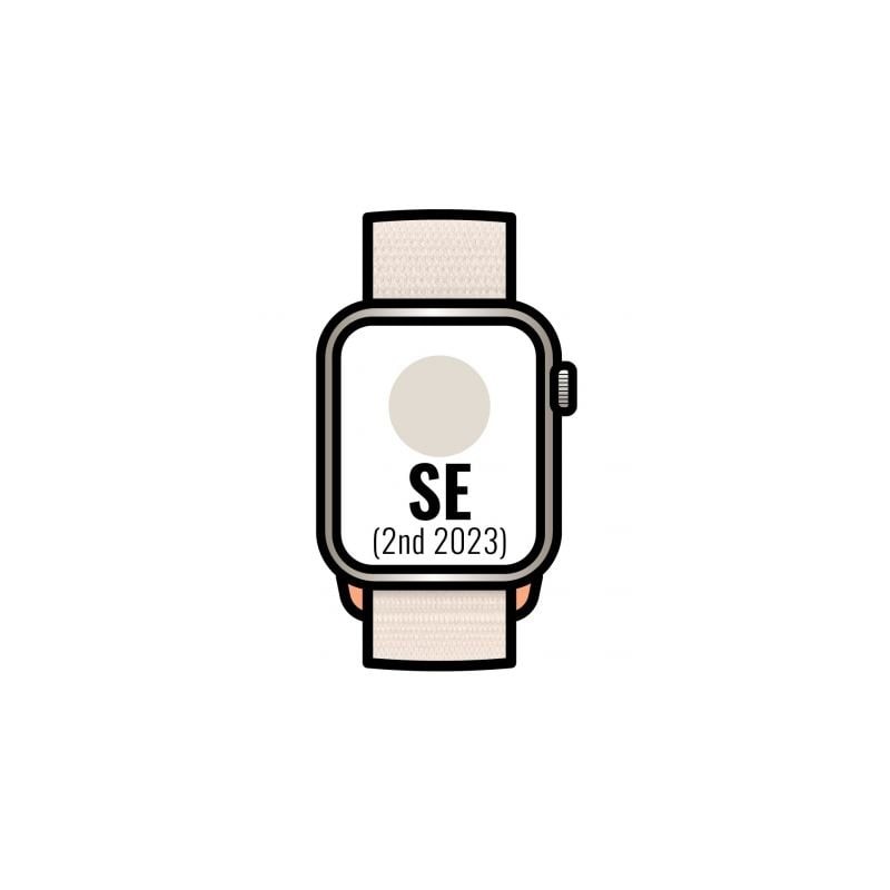 Apple Watch SE 2 Gen 2023- GPS- 40mm- Caja de Aluminio Blanco Estrella- Correa Deportiva Loop Blanco Estrella