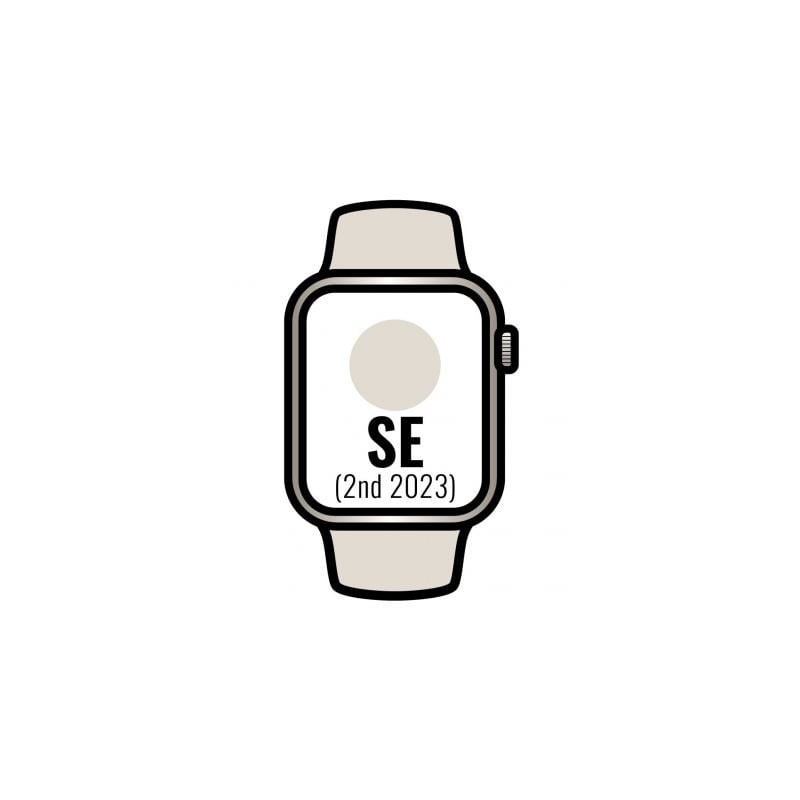 Apple Watch SE 2 Gen 2023- GPS- 44mm- Caja de Aluminio Blanco Estrella- Correa Deportiva Blanco Estrella M-L
