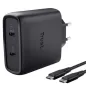 Cargador de Pared GaN Trust Maxo 65W 25525- 2xUSB Tipo-C- Incluye Cable USB Tipo-C- 65W
