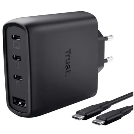 Cargador de Pared GaN Trust Maxo 65W 26067- 3xUSB Tipo-C- 1xUSB- Incluye Cable USB Tipo-C- 65W