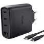 Cargador de Pared GaN Trust Maxo 65W 26067- 3xUSB Tipo-C- 1xUSB- Incluye Cable USB Tipo-C- 65W