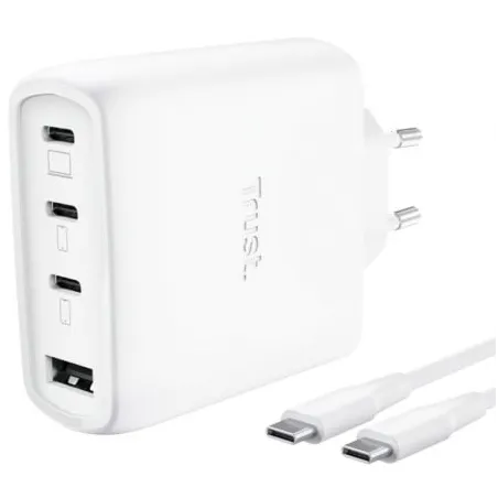 Cargador de Pared GaN Trust Maxo 65W 26068- 3xUSB Tipo-C- 1xUSB- Incluye Cable USB Tipo-C- 65W