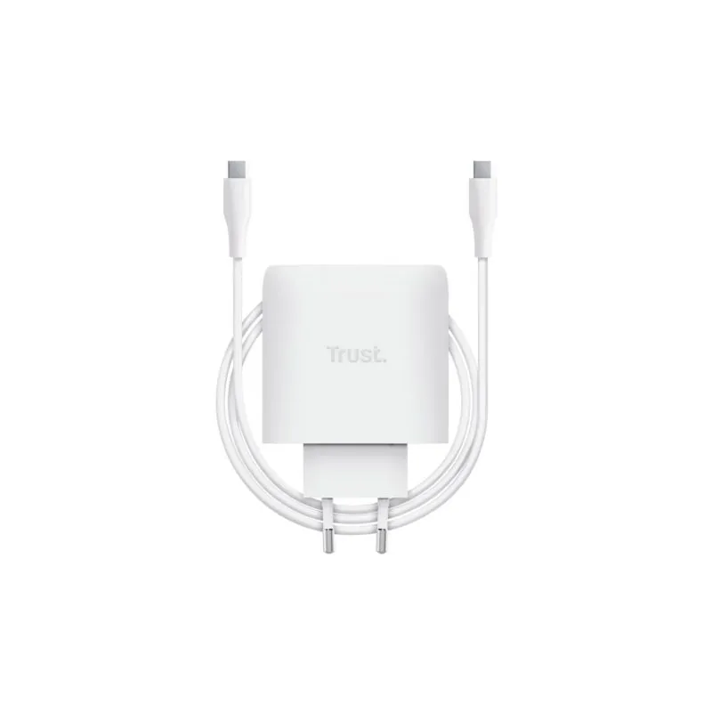 Cargador de Pared GaN Trust Maxo 65W- 1xUSB Tipo-C- Incluye Cable USB Tipo-C- 65W
