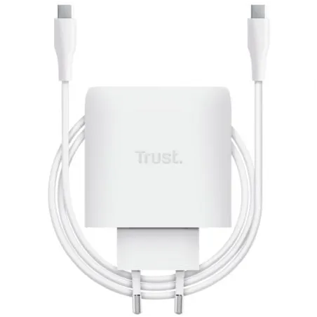 Cargador de Pared GaN Trust Maxo 65W- 1xUSB Tipo-C- Incluye Cable USB Tipo-C- 65W
