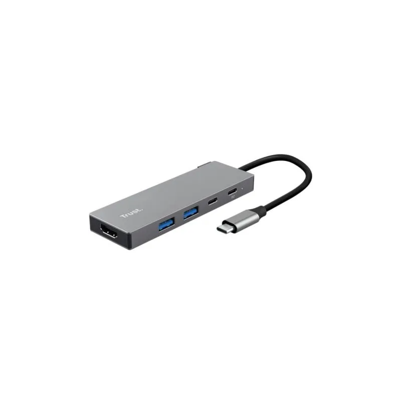 Docking USB Tipo-C Trust Dalyx- 2xUSB- 1xHDMI 4K- 2xUSB Tipo-C- Gris