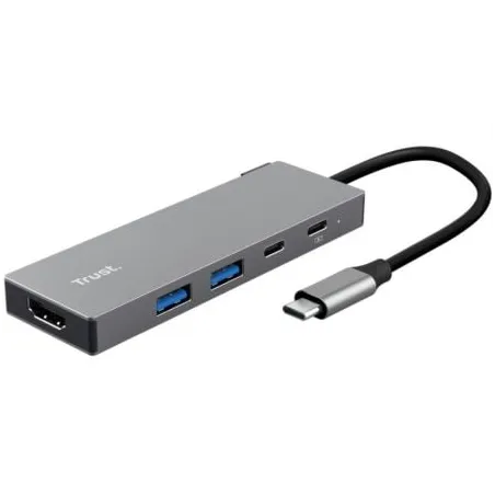 Docking USB Tipo-C Trust Dalyx- 2xUSB- 1xHDMI 4K- 2xUSB Tipo-C- Gris