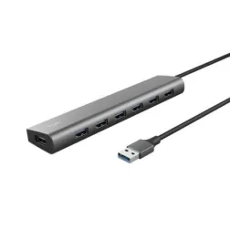 Hub USB 3-2 Gen1 Trust Halyx- 7xUSB- 1xUSB-C- Gris
