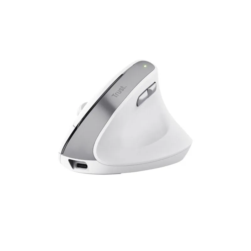 Ratón Vertical Inalámbrico Trust Bayo II- Batería recargable- Hasta 2400 DPI- Blanco