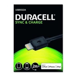 Cable USB Lightning Duracell USB5022A- USB Macho - Lightning Macho- 2m- Negro