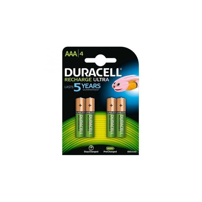 Pack de 4 Pilas AAA Duracell HR03-A- 1-2V- Recargables