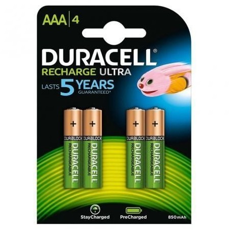 Pack de 4 Pilas AAA Duracell HR03-A- 1-2V- Recargables