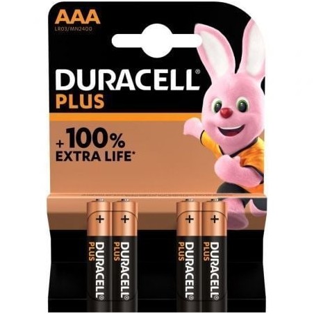 Pack de 4 Pilas AAA Duracell Plus MN2400- 1-5V- Alcalinas