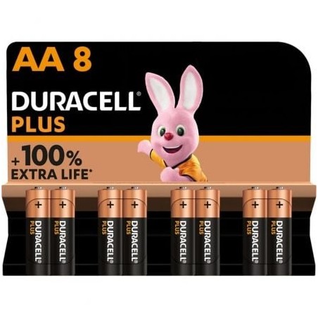 Pack de 8 Pilas AA Duracell Plus Extra Life LR6-MN1500AA8- 1-5V- Alcalinas