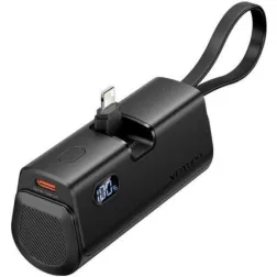 Powerbank 4800mAh Vention FHRB0- 22-5W- Negra- Incluye Cable USB Tipo-C y Lightning