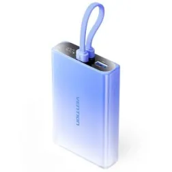 Powerbank 10000mAh Vention FHZL0- 22-5W- Azul- Incluye Cable USB Tipo-C y Lightning