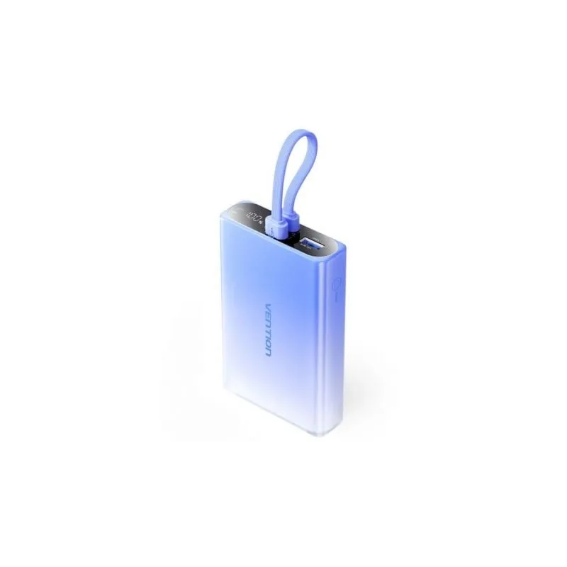 Powerbank 10000mAh Vention FHZL0- 22-5W- Azul- Incluye Cable USB Tipo-C y Lightning