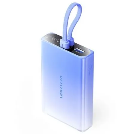 Powerbank 10000mAh Vention FHZL0- 22-5W- Azul- Incluye Cable USB Tipo-C y Lightning