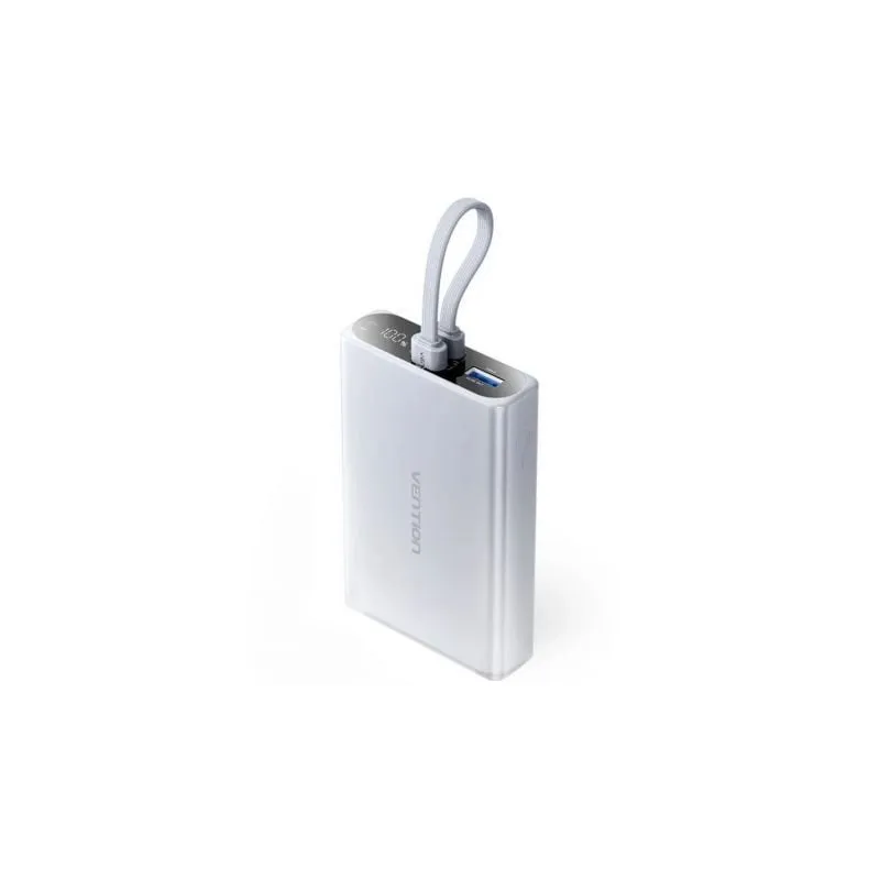 Powerbank 10000mAh Vention FHZM0- 22-5W- Gris- Incluye Cable USB Tipo-C y Lightning