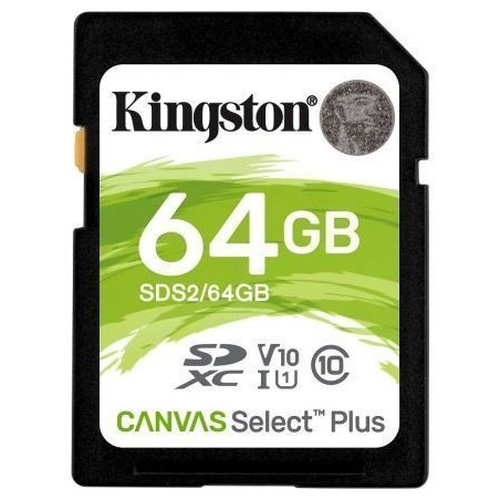 Tarjeta de Memoria Kingston CANVAS Select Plus 64GB SD XC- Clase 10- 100MBs