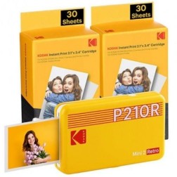 Impresora Portátil Fotográfica Kodak Mini 2 Retro- Tamaño Foto 53-3x86-3mm- Incluye 2x Papel Fotográfico- Amarilla