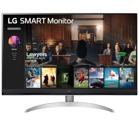 Smart Monitor LG 32SQ700S-W 31-5"- 4K- Smart TV- Multimedia- Regulable en altura- Plata y Blanco
