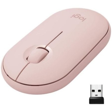 Ratón Inalámbrico por Bluetooth- 2-4GHz Logitech Pebble M350- Hasta 1000 DPI- Rosa