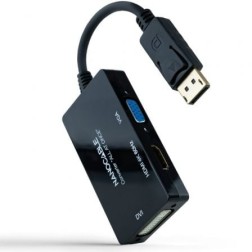 Cable DisplayPort Nanocable 10-16-3301-ALL- HDMI Hembra - DVI-D Hembra - VGA Hembra- 20cm- Negro
