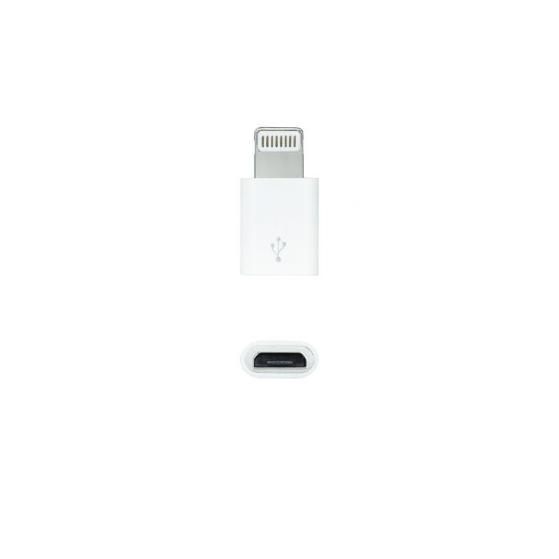 Adaptador Micro USB 2-0 Lightning Nanocable 10-10-4100- Micro USB Hembra - Lightning Macho- Blanco