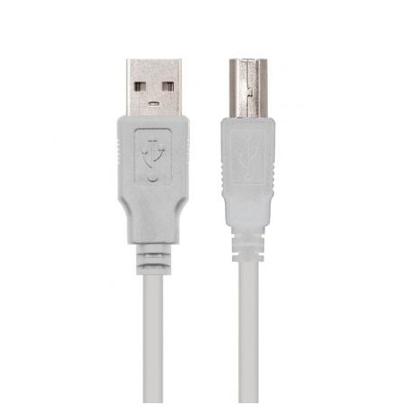 Cable USB 2-0 Impresora Nanocable 10-01-0102- USB Tipo-B Macho - USB Macho- 1m- Beige