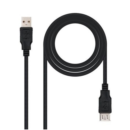 Cable Alargador USB 2-0 Nanocable 10-01-0202-BK- USB Macho - USB Hembra- 1m- Negro