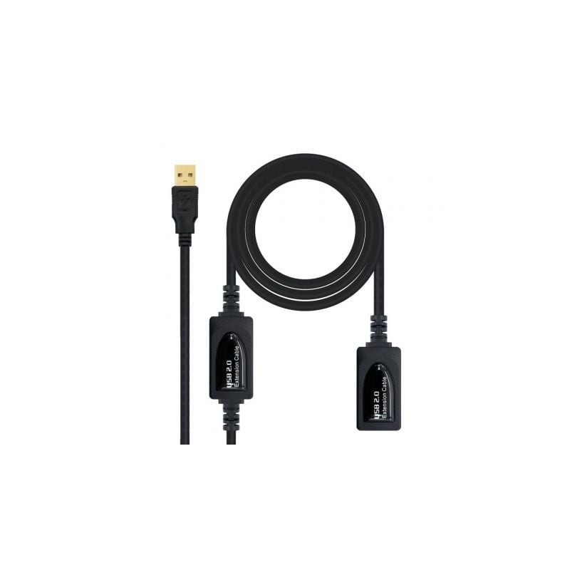 Cable Alargador USB 2-0 Nanocable 10-01-0212- USB Macho - USB Hembra- 10m- Negro