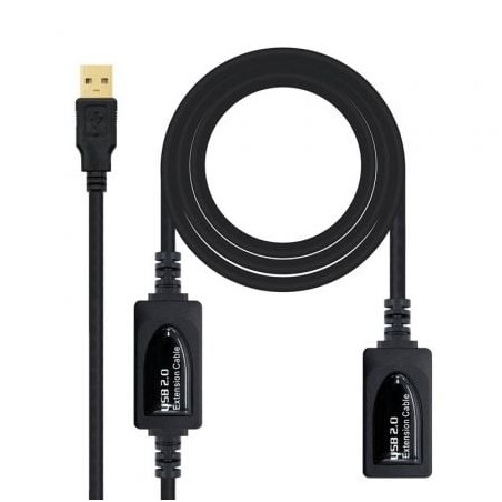 Cable Alargador USB 2-0 Nanocable 10-01-0213- USB Macho - USB Hembra- 15m- Negro