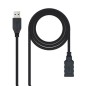 Cable Alargador USB 3-0 Nanocable 10-01-0902-BK- USB Macho - USB Hembra- 2m- Negro