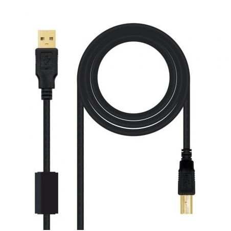 Cable USB 2-0 Impresora Nanocable 10-01-1203- USB Tipo-B Macho - USB Macho- 3m- Negro