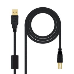Cable USB 2-0 Impresora Nanocable 10-01-1205- USB Tipo-B Macho - USB Macho- 5m- Negro