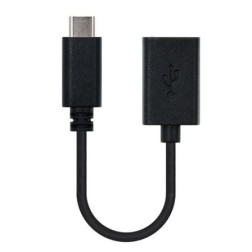 Cable USB 2-0 Nanocable 10-01-2400- USB Tipo-C Macho - USB Hembra- 15cm- Negro