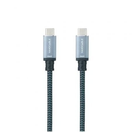 Cable USB 3-1 Nanocable 10-01-4101-COMB- USB Tipo-C Macho - USB Tipo-C Macho- Hasta 100W- 20Gbps- 1m- Gris y Negro