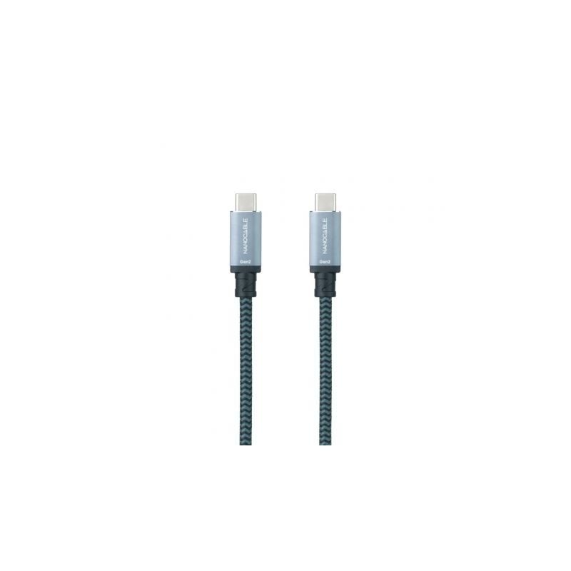 Cable USB 3-1 Nanocable 10-01-4102-COMB- USB Tipo-C Macho - USB Tipo-C Macho- Hasta 100W- 20Gbps- 2m- Gris y Negro