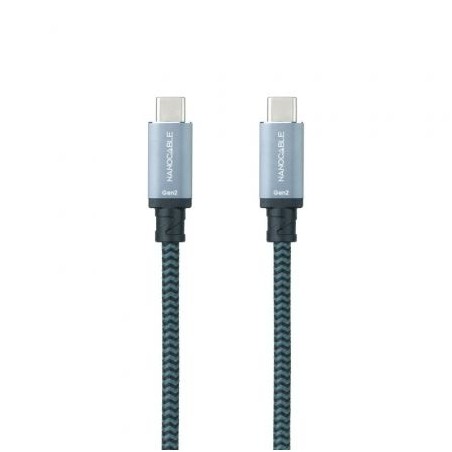 Cable USB 3-1 Nanocable 10-01-4102-COMB- USB Tipo-C Macho - USB Tipo-C Macho- Hasta 100W- 20Gbps- 2m- Gris y Negro