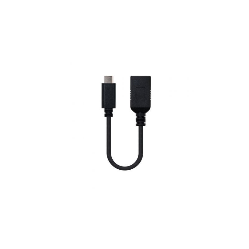 Cable USB 3-1 Nanocable 10-01-4201- USB Tipo-C Macho - USB Hembra- 15cm- Negro