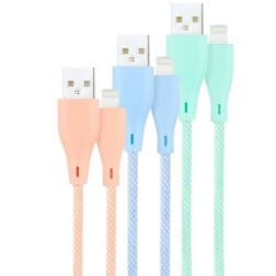 Cables USB 2-0 Lightning Nanocable 10-10-0401-CO1- USB Macho - Lightning Macho- 1m- 3 Unidades- Rosa, Azul y Verde